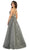 May Queen - RQ7759 Plunging Sweetheart Metallic A-Line Gown In Silver