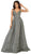 May Queen - RQ7759 Plunging Sweetheart Metallic A-Line Gown In Silver