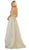 May Queen - RQ7759 Plunging Sweetheart Metallic A-Line Gown In Gold