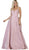 May Queen - RQ7759 Plunging Sweetheart Metallic A-Line Gown In Pink