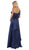 May Queen - RQ7761 Sleeveless Asymmetric Trumpet Dress in Blue
