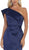 May Queen - RQ7761 Sleeveless Asymmetric Trumpet Dress in Blue