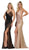 May Queen - RQ7762 Plunging V-neck Side Gathered Dress In Black and Pink