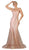 May Queen - RQ7763 Embellished Plunging V-neck Trumpet Dress In Pink