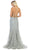 May Queen - RQ7763 Embellished Plunging V-neck Trumpet Dress In Silver