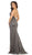 May Queen - RQ7767 Deep V-neck Trumpet Dress With Train In Purple