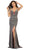 May Queen - RQ7767 Deep V-neck Trumpet Dress With Train In Purple