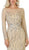 May Queen - RQ7768 Embellished Bateau Long Sleeve Trumpet Dress in Neutral