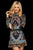 Sherri Hill - 53046 Embroidered Long Sleeve Short Sheath Dress In Blue and Multi-Color