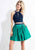 Rachel Allan Short - 4392 Two-Piece Halter Lace Cutout Dress in Blue and Green