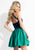 Rachel Allan Short - 4392 Two-Piece Halter Lace Cutout Dress in Blue and Green