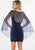 Rachel Allan Short - 4534 Plunging V-neck Sheath Dress in Blue and Gray