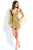 Rachel Allan Short - 4534 Plunging V-neck Sheath Dress in Green