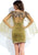 Rachel Allan Short - 4534 Plunging V-neck Sheath Dress in Green