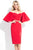 Rachel Allan LBD - L1085 Two-Piece Flared Sleeve Sheath Dress in Red