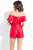 Rachel Allan LBD - L1088 Ruffled Off-Shoulder Mikado Romper in Red