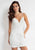 Rachel Allan LBD - L1124 Scroll Motif Sheath Cocktail Dress in White