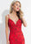 Rachel Allan LBD - L1124 Scroll Motif Sheath Cocktail Dress in Red
