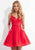 Rachel Allan LBD - L1127 Appliqued Lace Bustier Dress in Red