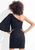 Rachel Allan LBD - L1136 Angel Sleeve Asymmetrical Lace Cocktail Dress in Black