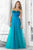 Blush - Feathered Sweetheart Chiffon A-Line Gown 5105 In Blue