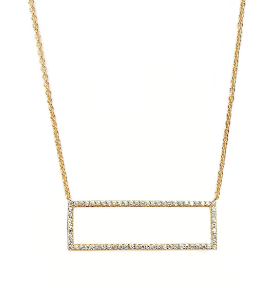 Rectangle Pave Gold Necklace