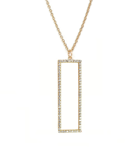 Long Pave Rectangle    Gold