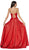 Cinderella Divine - CJ525 Corset Back Metallic High Slit Gown In Red