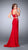 La Femme - Alluring Sleeveless High Neck Two-piece Dress 23984 in Red