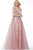 Jovani - 66156 V-Neck Beaded Tulle A-line Dress In Pink
