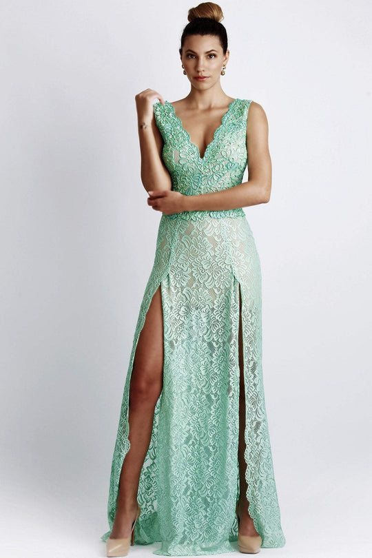 Baccio Couture - Romina Paint Lace Light Green