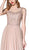 Cinderella Divine - KC886 Lace Scalloped Scoop Chiffon A-line Gown In Pink and Gold