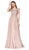 Cinderella Divine - KC886 Lace Scalloped Scoop Chiffon A-line Gown In Pink and Gold
