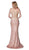 Cinderella Divine - Beaded Lace Off-Shoulder Trumpet Dress KC881 In Pink and Gold