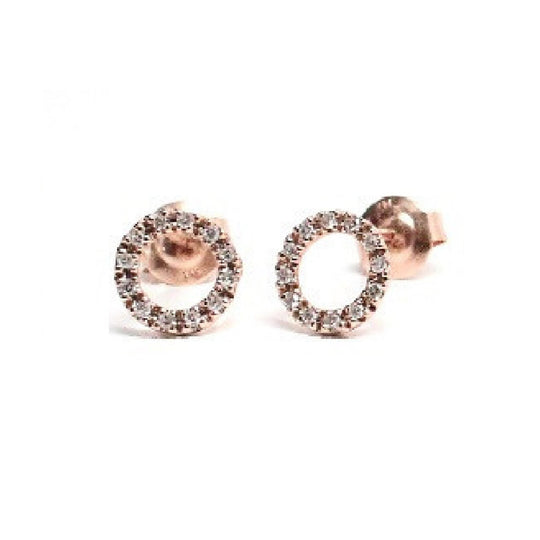 14k Gold Diamond Circle Stud Earrings