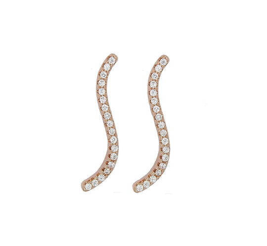 Wave Pave Ear Pins - Rose Gold