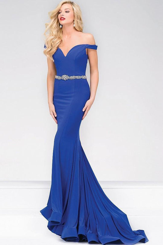 Off the Shoulder Jersey Mermaid Prom Dress 49254