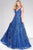 Blue Embellished Lace Prom Ballgown Jvn50320