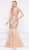Colors Dress - 1998 Embellished Lace Deep V-neck Trumpet Gown in Neutral