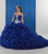LA Glitter - 24041 Beaded Off-Shoulder Ruffled Glitter Tulle Ballgown In Blue and Silver