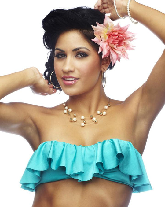 Rumba Ruffles Bandeau Bikini Top Blue