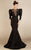 MNM Couture - S0002 Long Puffed Sleeve Mermaid Evening Gown in Black