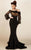 MNM COUTURE - S0006L Bell Sleeve Ribbon Detailed Mermaid Gown In Black