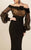 MNM COUTURE - S0006L Bell Sleeve Ribbon Detailed Mermaid Gown In Black