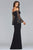 s10101 Beaded Bell Sleeves Fitted Gown