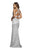 Faviana - S10303 Metallic Embroidered Sheath Evening Gown in Silver