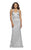 Faviana - S10303 Metallic Embroidered Sheath Evening Gown in Silver
