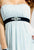 Alexia Designs - 4018 Bella Chiffon Ruched Bust Knee Length Dress In Blue and Black