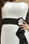 Alexia Designs - 4064 Bella Chiffon Ruffle Drape Bridesmaid Dress In White and Black