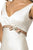 Alexia Designs - 808 Prima Satin Plunging V-neck A-line Dress In White and Brown